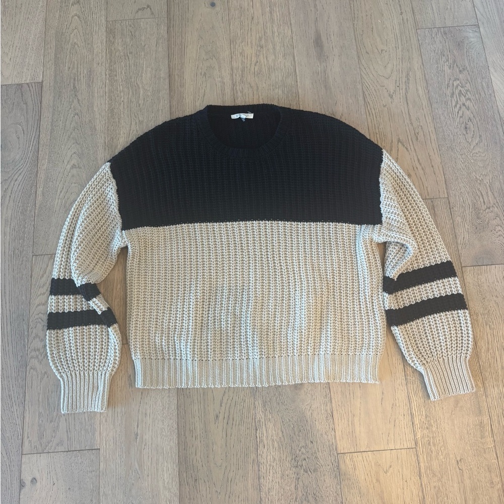 Z Supply Lyndon Sweater Long Sleeve Knit Oat Black Medium